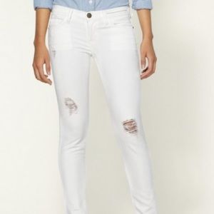Current/Elliot Lightly Distressed White Jeans